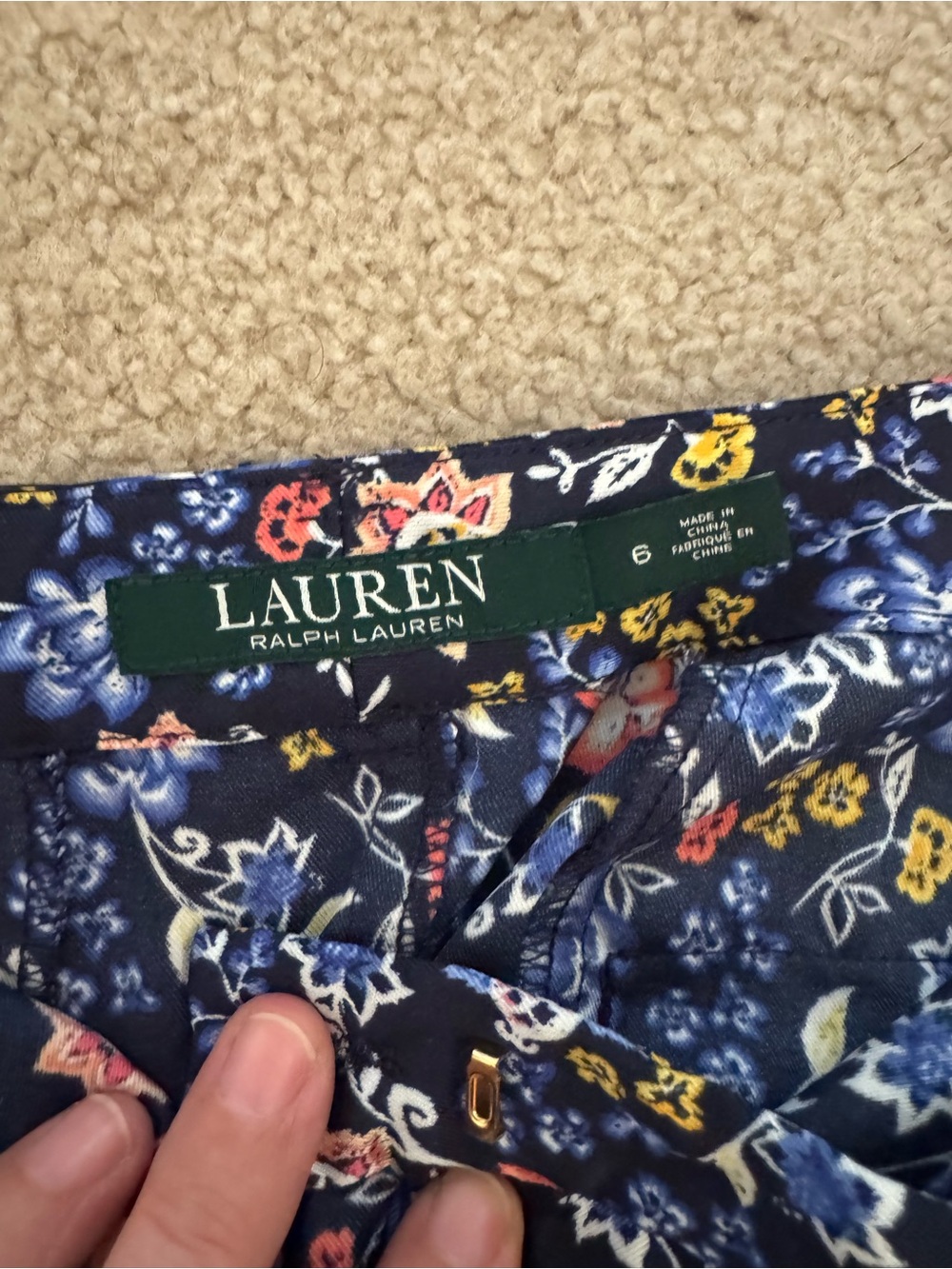 Lauren Ralph Lauren Navy Floral Bermuda Shorts with Multicolor Blooms